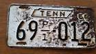 P-1-012 69 Tennessee License Plate Tag Great Patina