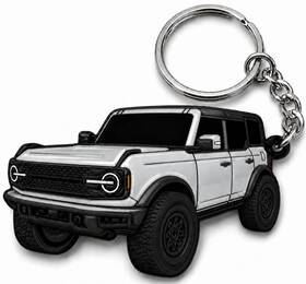 Four Wheel Beast 650311353243 Bronco Keychain Accessories 2 Inch X 1.3 Silver / Cactus Gray