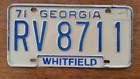 Rv-8711 Rv 8711 Georgia License Plate Tag Blue On White