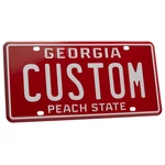 Personalized Georgia Red License Plate - Embossed Aluminum & Custom Lettering. Fixed Price $28.99.