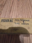 Nos Federal Bearing Set # F002, Made Usa!!!. Fixed Price $12.99.