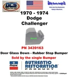 1970 1974 Dodge Challenger Door Glass Rubber Stop Bumper 3439163 New Mopar Usa. Fixed Price $7.29.