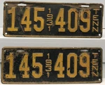 1931 Tennessee License Pair Plates 145 409. Fixed Price $400.00.