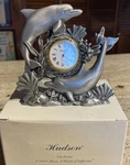 Beautiful Hudson Fine Pewter Dolphin Duet Clock 3610 Nos (4 X ) Quartz. Fixed Price $16.95.