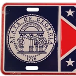 "old Georgia State Flag" License Plate (SB-LP466) (ds). Fixed Price $25.00.