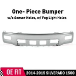 For 2014-2015 Chevy Silverado 1500 Front Bumper Face Bar Chrome W/ Fog Hole. Fixed Price $238.59.