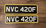 Vintage European British Ace License Plate Front Rear Embossed Raised Letters. Fixed Price $110.00.