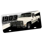Compatible With 1983 Chevy C10 Pickup Truck Aluminum License Plate Reproduction. Fixed Price $18.95.