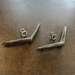 1956 Desoto V8 Side Emblem Script Mopar 1621560 1621672. Fixed Price $175.00.