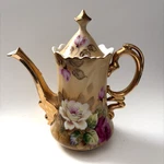 Vintage Mcm Lefton NE1866 Heritage Rose Beige Teapot Lid Gold Trim Hand Painted. Fixed Price $24.95.