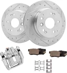 Rear Drilled Rotor + Left Caliper Brake Pad For 2004-2008 Acura Tl Honda Element. Fixed Price $134.95.