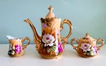 Vintage Lefton China Peach Rose Tea NE1866 Japan Gold. Fixed Price $89.99.