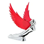 Hood Ornament Flying Goddess Chrome With Red Windrider Wings - Peterbilt Kw. Fixed Price $98.99.