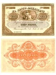 Reproduction Note Colombia Banco Americano 100 Pesos 1883 1042R. Fixed Price $21.99.