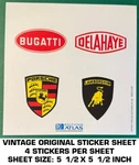Bugati - Delahaye Porsche Lamborghini Vintage Original Decal Sticker Sheet. Fixed Price $5.81.