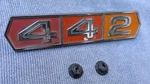 1966 Oldsmobile "442" Rear Quarter Aluminum Emblem Oem Part# 7602884 Gm. Fixed Price $49.99.