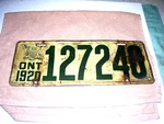 Ontario 1920 License Plate 127240 Original Paint W/canada Seal. Fixed Price $76.05.