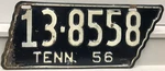 1956 Tennessee License Plate 13-8558. Fixed Price $160.00.