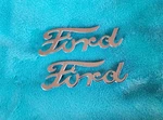 1939 1940 Ford Emblem Script Pair Chrome 91A-16606. Fixed Price $32.00.