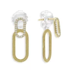 New Lagos Caviar Lux-clip 18K Gold Diamond S/silver Front Back Drop Earrings. Fixed Price $1275.00.