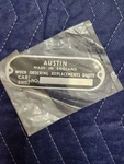 Austin Healey 100, 100-6,3000 Chassis Id Plate New 408-830. Fixed Price $19.00.