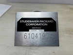 Studebaker Packard Model Serial Number Data Plate Id Tag. Fixed Price $69.00.
