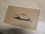 1933 1934 Ford Window Coupe, Vinyl Silk Screen Test Panel 16" X 10". Fixed Price $30.00.