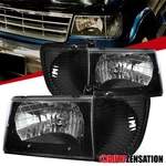 Fit 1992-2006 Ford E150 E250 E350 Econoline Black Headlights+corner Signal Lamps. Fixed Price $99.99.