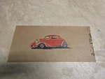 1933 1934 Ford Window Coupe, Vinyl Silk Screen Test Panel 18" X. Fixed Price $35.00.