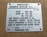 Datsun Vintage Data 240Z 260Z 280Z B210 610 620 520 521 Roadster Door Jamb Plate. Fixed Price $65.00.