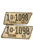 1950 Tennessee License Plates Matching Pair Vintage Rusty State Shaped 1D-1098. Fixed Price $229.99.
