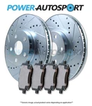 Front Power Cross Drilled Slotted Plated Brake Rotors + Ceramic Pads 56904PK. Fixed Price $184.81.