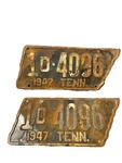 1947 Tennessee License Plate Matching Pair 1D-4096 Rusty State Shaped Vintage. Fixed Price $349.99.